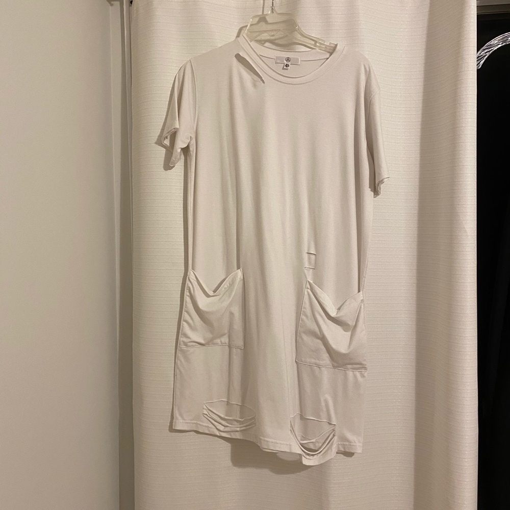 White ripped tshirt dress